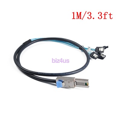 1-3M Mini SAS SFF-8088 29pin to 4X SATA 7pin HD Splitte Breakout Cable Connector