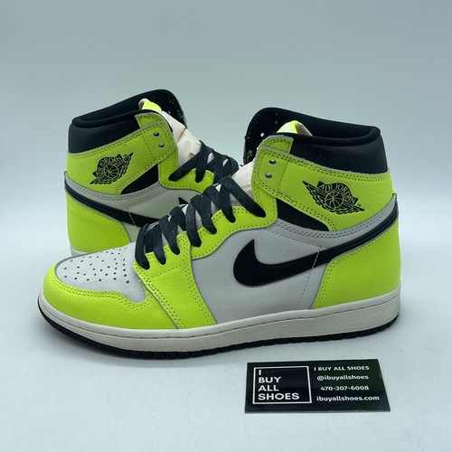neon green and grey jordans