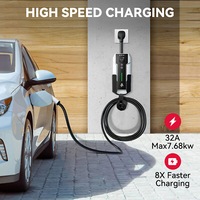 ANDEMAN Level 2 EV Charger 32Amp 7.68KW Portable 240V Smart APP Scheduled 