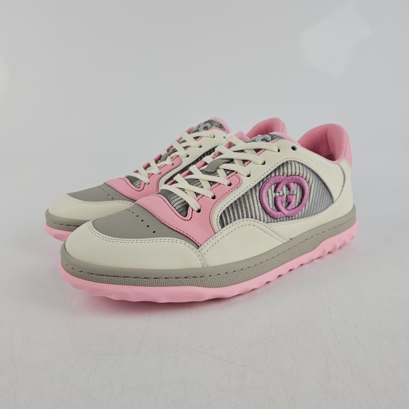 Gucci Mac 80 Women's White/Pink Leather Low Top Sneakers New Gucci Mac 80 Women's White/Pink Leather Low Top Sneakers New
