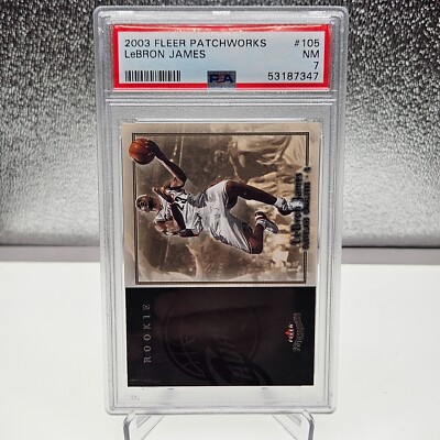 2003 Fleer Patchworks #105 Lebron James Rookie 083/799 Graded PSA 7