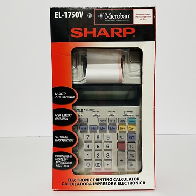 Sharp EL-1750P III Printing Calculator 2 Color, w/ Power Supply 