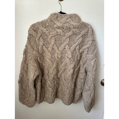Pre-owned Lunya Lofty Wool Cable Pullover Dally Oat Xs/s In White