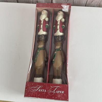 New Russ Moments Of Wonder Taper Candles Reindeer And Santa Claus.Set Of 2. 