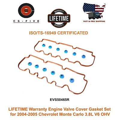 LIFETIME Warranty Valve Cover Gasket Set for 04-05 Chevrolet Monte Carlo 3.8L