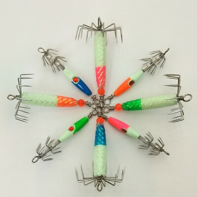 8x Puget Sound Squid Jig - 1/3oz and 1/5oz with 4 color, super glow in dark 