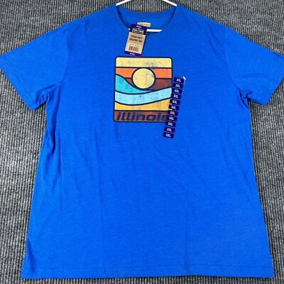 State of Mine Illinois Mens 2XL XXL Blue Short Sleeve T Shirt New with Tags