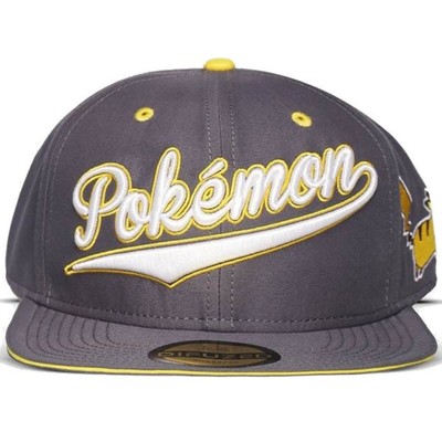 Difuzed Unisex Adult Pikachu Pokémon Flat Brim Snapback Baseball Hat Cap Black