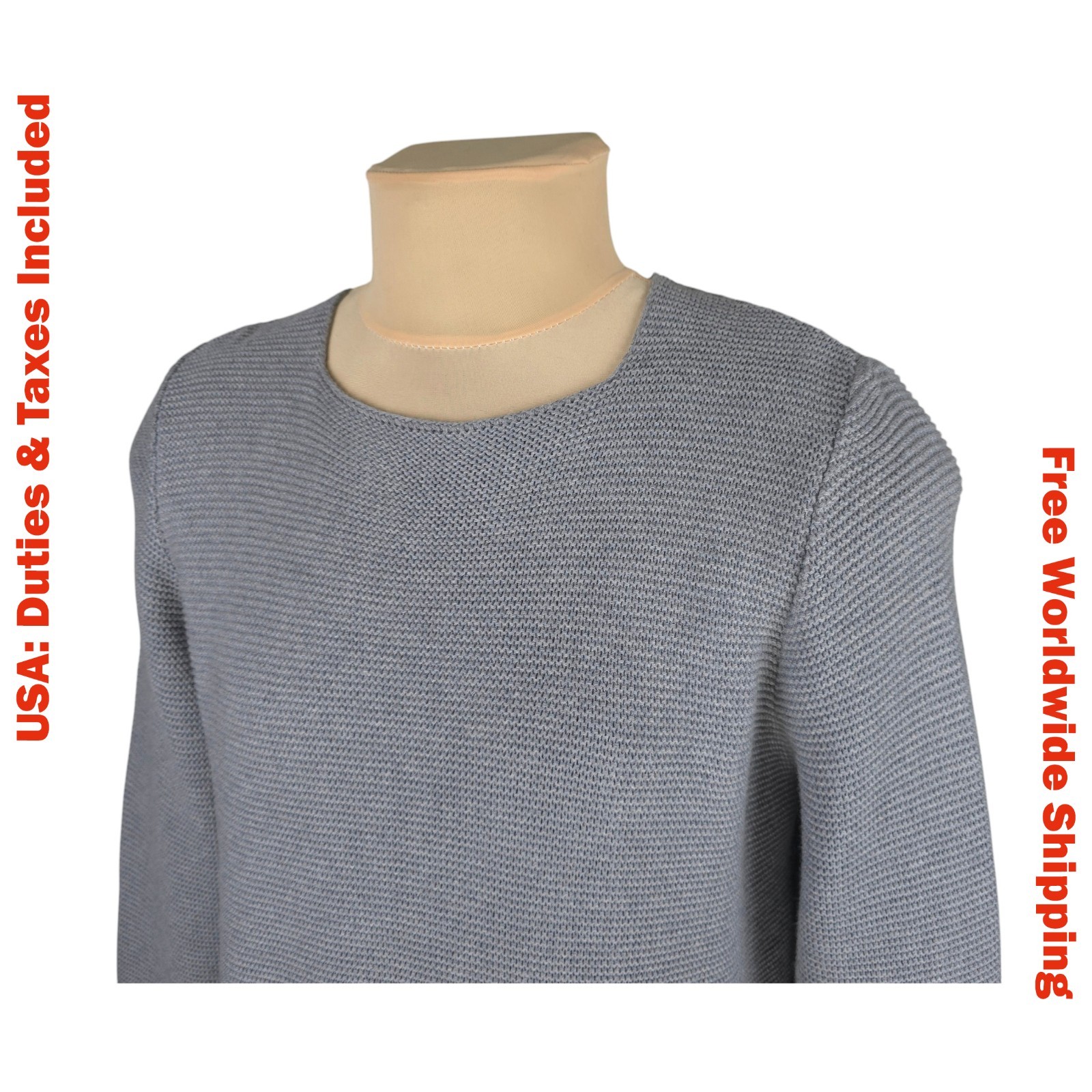 Gudrun Sjoden Womens Gray Organic Cotton Knit Sweater Pullover Size L