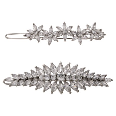Believe by Brilliance Fine Silver Plated Cubic Zirconia Barrette Set