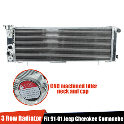 3 Row Aluminum Radiator For 1991-2001 Jeep Cherokee XJ Comanche 2.5L 4.0L AT/MT