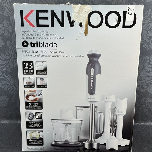 Kenwood Hand Mixer Blender Triblade HB724 White Open Box Chop Whip More
