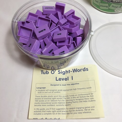 Lakeshore Tub O' Sight Words Levels 1 2 3 Home School Educational Tiles