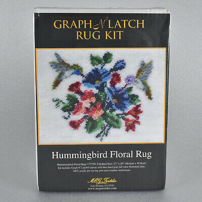 Graph N Latch Hook Rug Kit Hummingbird Floral Rug 27x20'' #37755 SEALED BRAND NEW