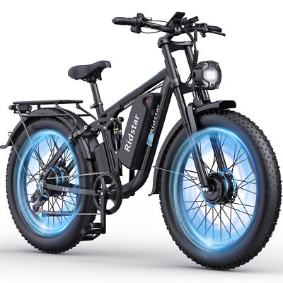 Ridstar 1000/2000W 48V 15/23Ah Removable Battery 26''Fat Tire Electric Bike MTB