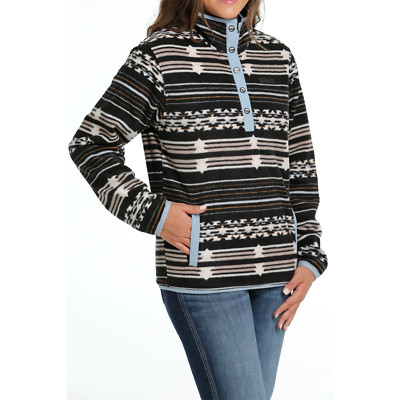 Cinch Ladies Black Striped Polar Fleece Pullover MAK9820015