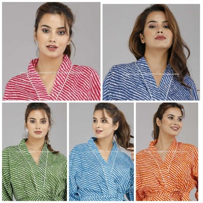 HANDMADE INDIAN DAMEN BLUMENMUSTER NACHTWÄSCHE BAUMWOLLE LEHERIYA NACHT WEAR KLEID