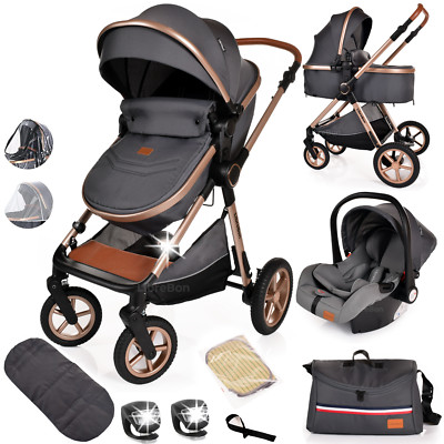 Newborn Baby Pram Buggy Pushchair Stroller 3in1 Travel System Car Seat Included