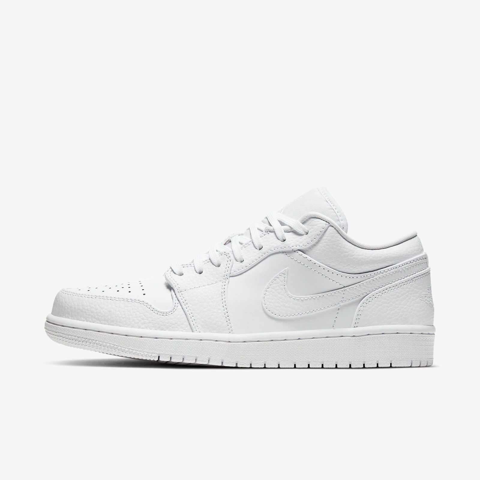 

Кроссовки Nike Air Jordan 1 Low Triple White Tumbled Leather 2020 553558-130, Белый, Nike Air Jordan 1