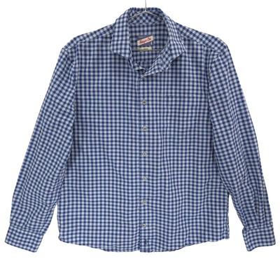 Johnnie O Shirt Mens Medium Blue Gingham Check Wooster Casual Preppy Long Sleeve