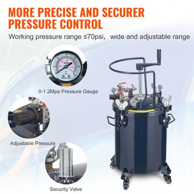 VEVOR Spray Paint Pressure Pot Tank 30L/8gaL Pressure Feed Tank with Regulator