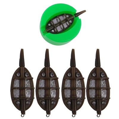 Carp Fishing Method Feeders Set 4 Inline Method Feeder with 1 Quick Release M...