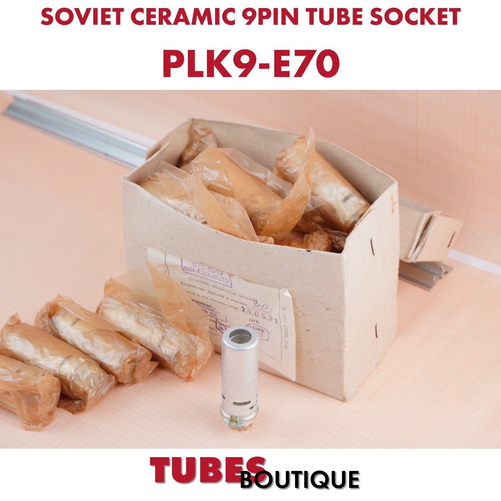 8pcs Tube 9pin socket PLK9-E70 with shield 70mm Ag Plated Pins