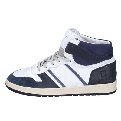 DATE HERREN SCHUHE DATE 42 EU SNEAKERS WEISS LEDER BLAU WILDLEDER BG147-42