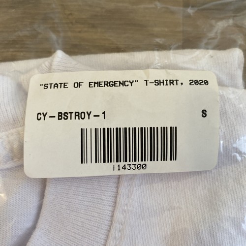 Pre-owned Virgil Abloh State Of Emergency - Off White |  Bstroy T-shirt Size Small (corona)