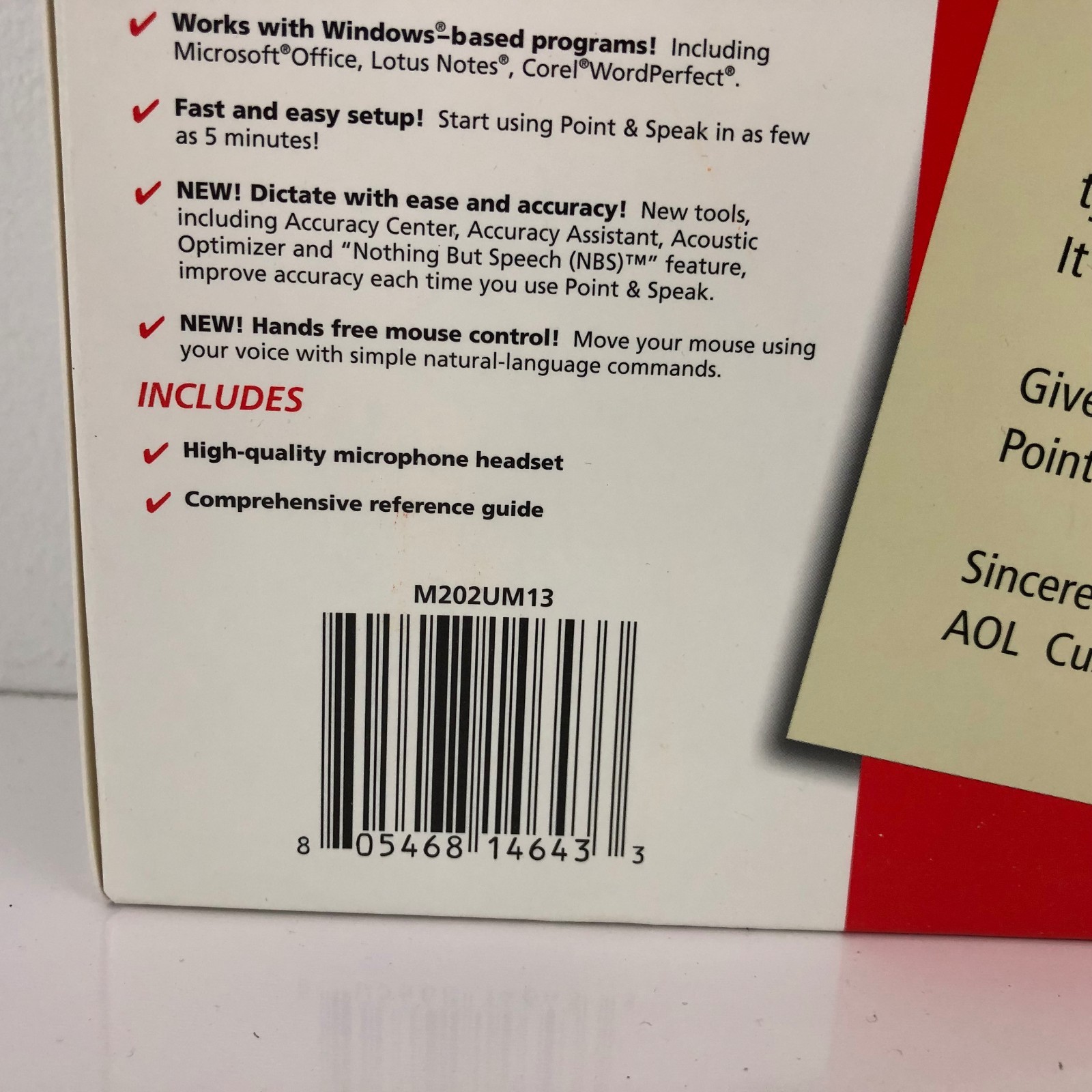 Point and Speak Speech Recognition Email Chat and Windows Programs AOL