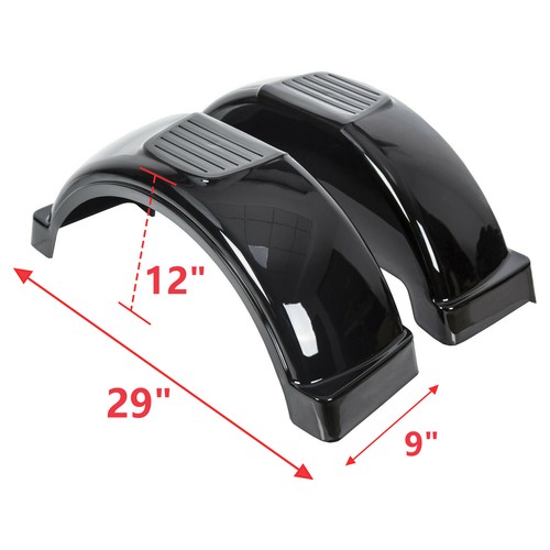 Set Of 2 Single Axle Trailer Fenders w/ Top Step For 13" Wheels Tires Skirt Boat