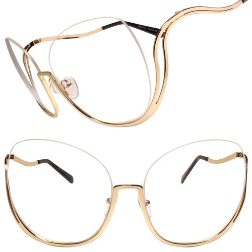 Gorgeous Elegant Fancy Upscale Oversized Semi Rimless Gold