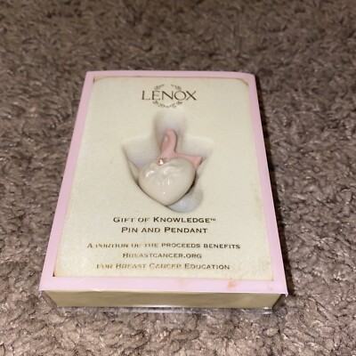 LENOX Gift of Knowledge Pin and Pendant Breast Cancer Awareness IN BOX! SEE!