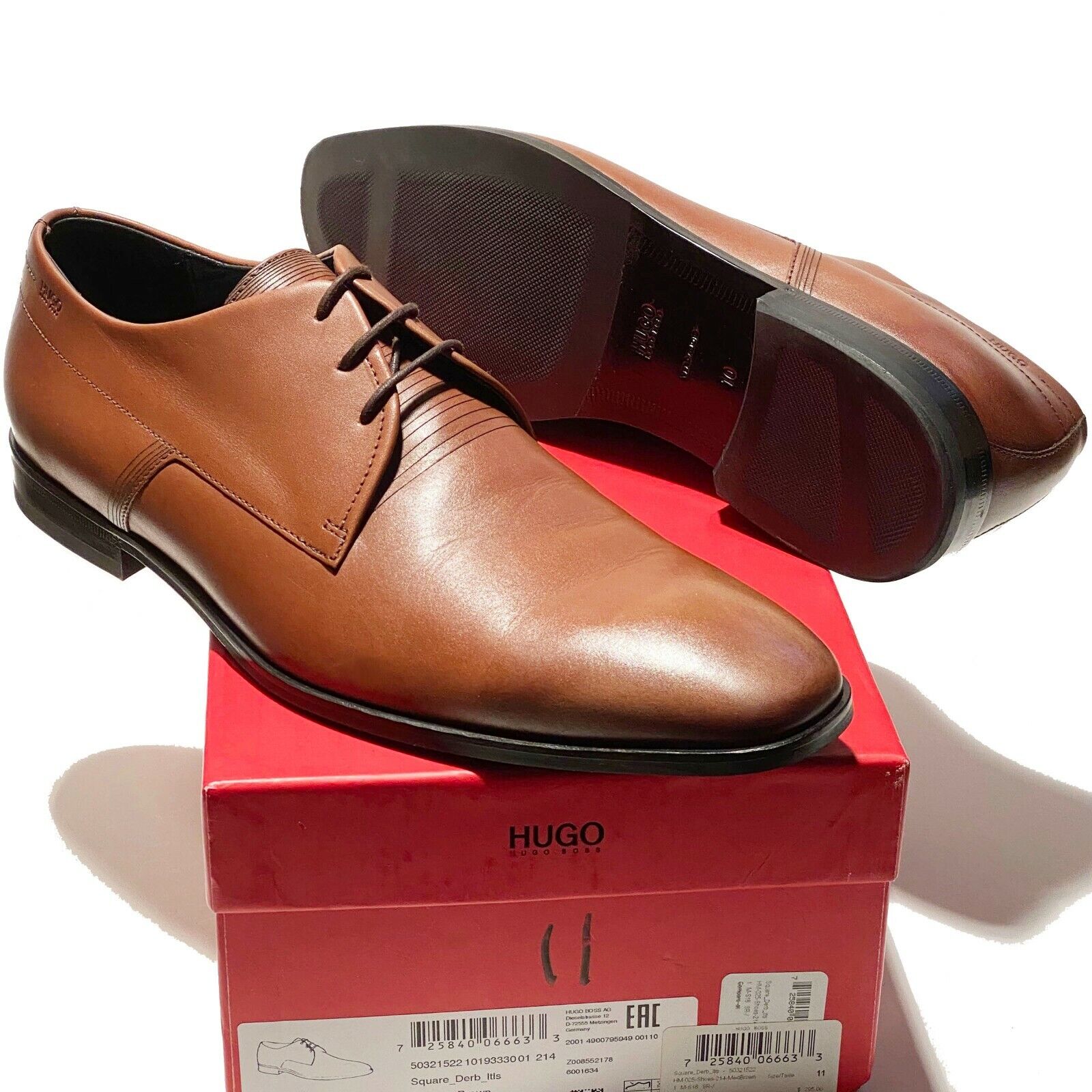 SALE! Hugo Boss Square Toe 11 44 Men's Brown Leather Dress SALE! Hugo Boss Square Toe 11 44 Men's Brown Leather Dress