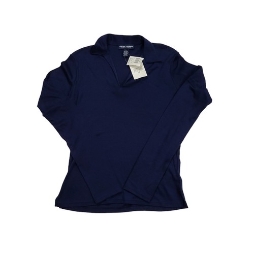 Shirt Top Size M Womens Navy Blue Long Sleeve V-neck