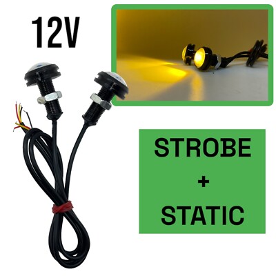 2 x Yellow amber Strobe 23mm LED Eagle Eye Marker Recovery Lights hideaway