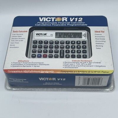 VICTOR V12 Programmable Financial Calculator Real Estate Statistics BRAND NEW!!!