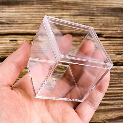 2pcs Clear Acrylic Display Box Case Perspex Dustproof Protection Decor 2'' 3''
