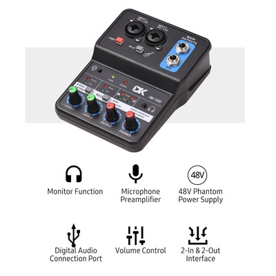Audio Interface Professional Recording Sound Card 16bit/48kH