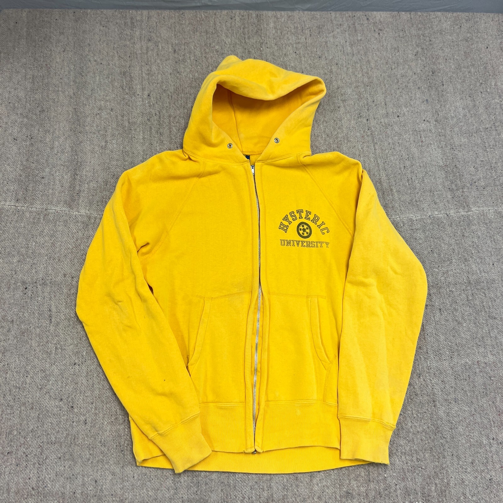 Hysteric Glamour University Zip Up Hoodie Mens Medium Yellow