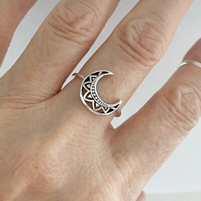 ◇HYERES LOR◇ Champagne Full Moon Slim Silver Glossy Ring M org.jpg