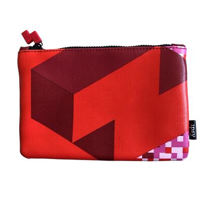 Ipsy June 2019 Red Pink Geometric Tetris Video Game Zipper Make-Up Cosmetic Bag