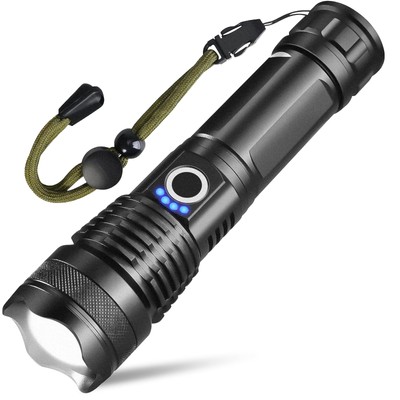 Flashlight, USB Rechargeable Waterproof XHP70 Searchlight Super Bright 5 Modes