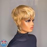 PangDongLai Chic Elegent Pixie Cut Wigs for Women Short layered Pixie Human Hair Wigs With Bangs 27/613 Blonde Color Glueless Short Human Hair Wig Full Machine Made for Daily Use