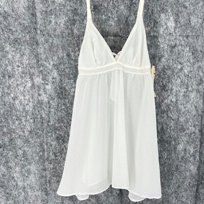 Underella by Ella Moss Womens 100% Polyester Strap Sleeve White Babydoll Dress S