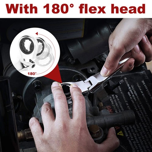 ✅8/12PCS 8-19mm Metric Flexible Head Ratcheting Wrench Combination Spanner Tool 