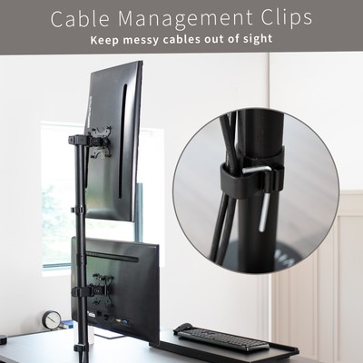 Black Dual LCD Monitor Desk Mount Stand, Stacked Vertical 2 Screens up to 34"