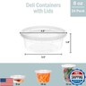 Deli Containers with Lids 8 oz. [24 Sets] Plastic Deli Cups, To Go Food Containers