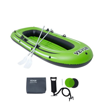 VEVOR Inflatable Boat, 3-Person Inflatable Fishing Boat, Strong PVC Portable Boa