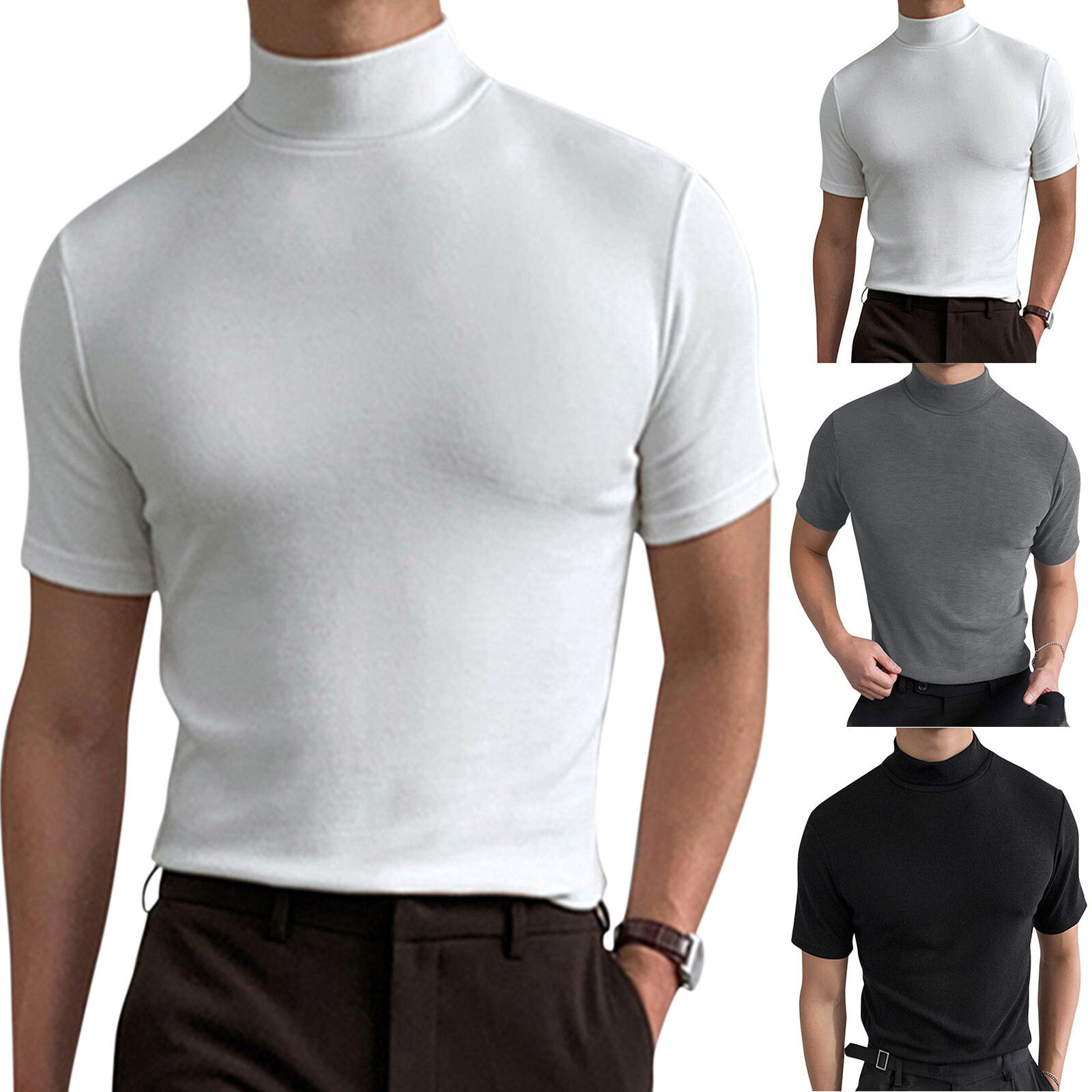 Short sleeve mock turtleneck mens best sale